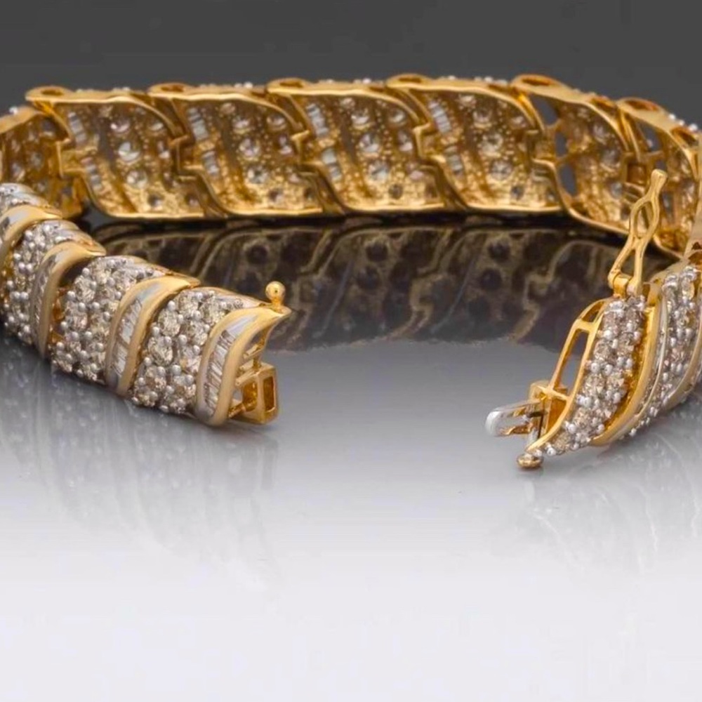 Real 10k gold 10carat diamond tennis bracelet
